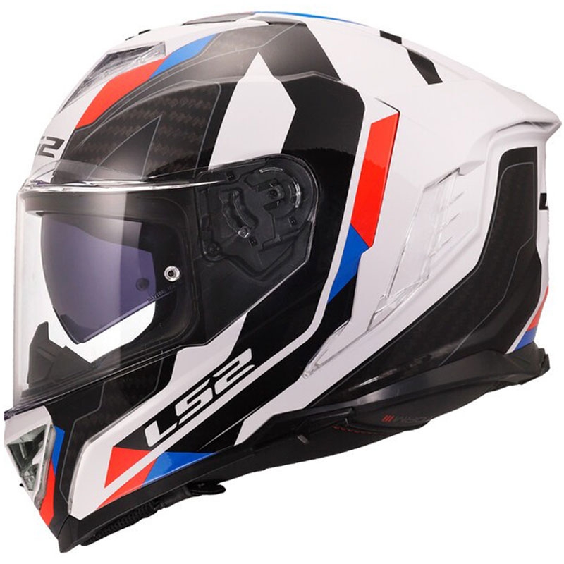 Мотоциклетна каска с пълно лице LS2 FF818 Storm III Sports, лъскава, бяло-синьо-червена