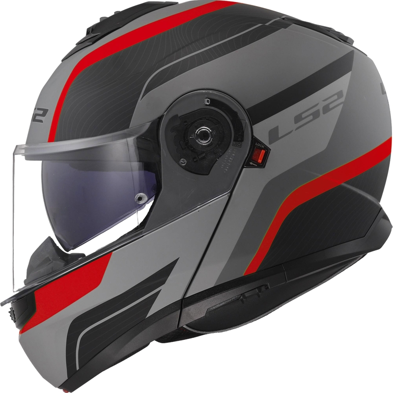 Каска с отваряне LS2 FF908 Strobe II Monza матово черно-сиво-червено