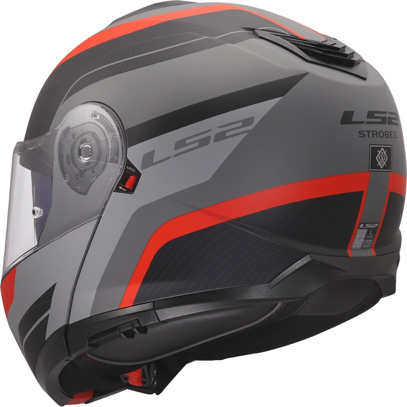 Каска с отваряне LS2 FF908 Strobe II Monza матово черно-сиво-червено