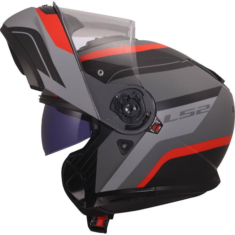 Каска с отваряне LS2 FF908 Strobe II Monza матово черно-сиво-червено