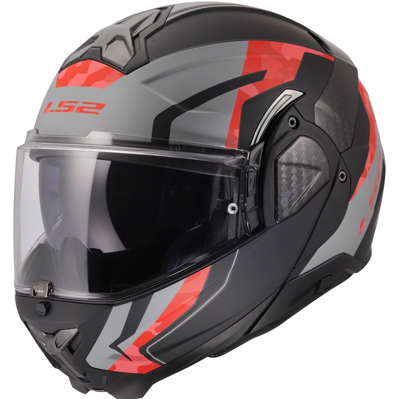 Мото каска с отваряне LS2 FF910 Advant II Glide матово черно-сиво-червено