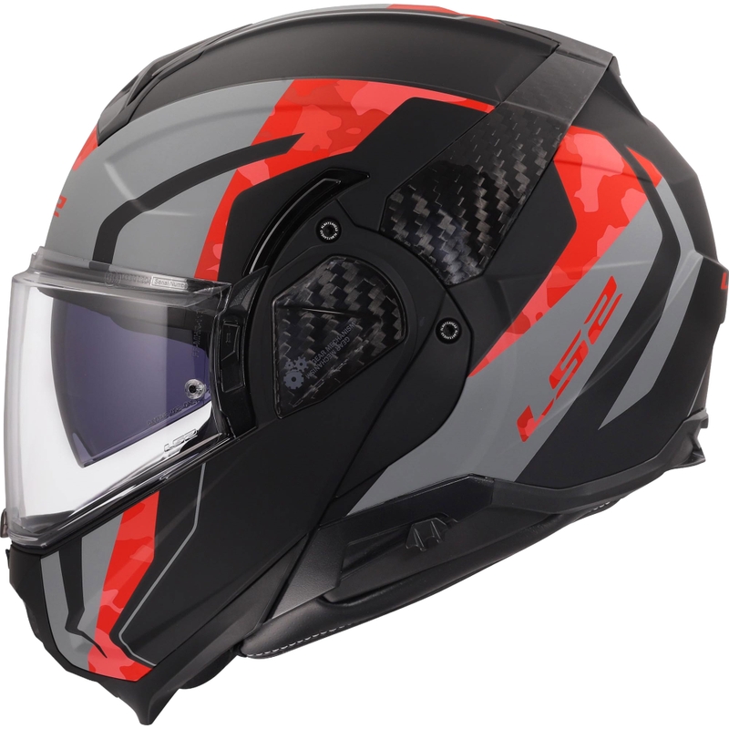 Мото каска с отваряне LS2 FF910 Advant II Glide матово черно-сиво-червено