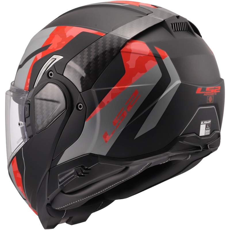 Мото каска с отваряне LS2 FF910 Advant II Glide матово черно-сиво-червено