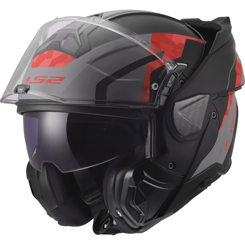 Мото каска с отваряне LS2 FF910 Advant II Glide матово черно-сиво-червено