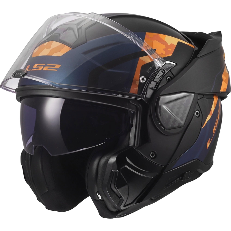 Мото каска с отваряне LS2 FF910 Advant II Glide матово черно-оранжева