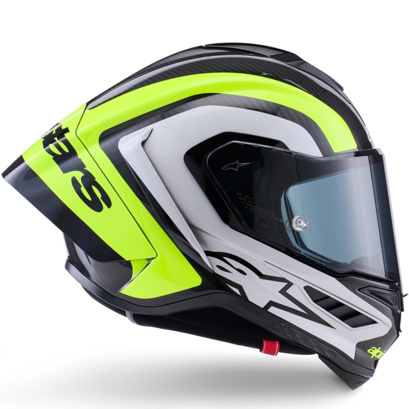 Alpinestars Supertech R10 Arius каска за мотоциклет с пълно лице, черно-флуоресцентно жълто-бяло