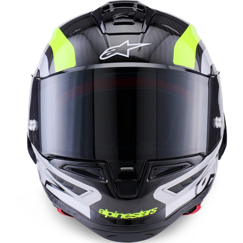 Alpinestars Supertech R10 Arius каска за мотоциклет с пълно лице, черно-флуоресцентно жълто-бяло