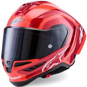Alpinestars Supertech R10 Arius каска за мотоциклет с пълно лице, флуоресцентно червено-черно-бяло