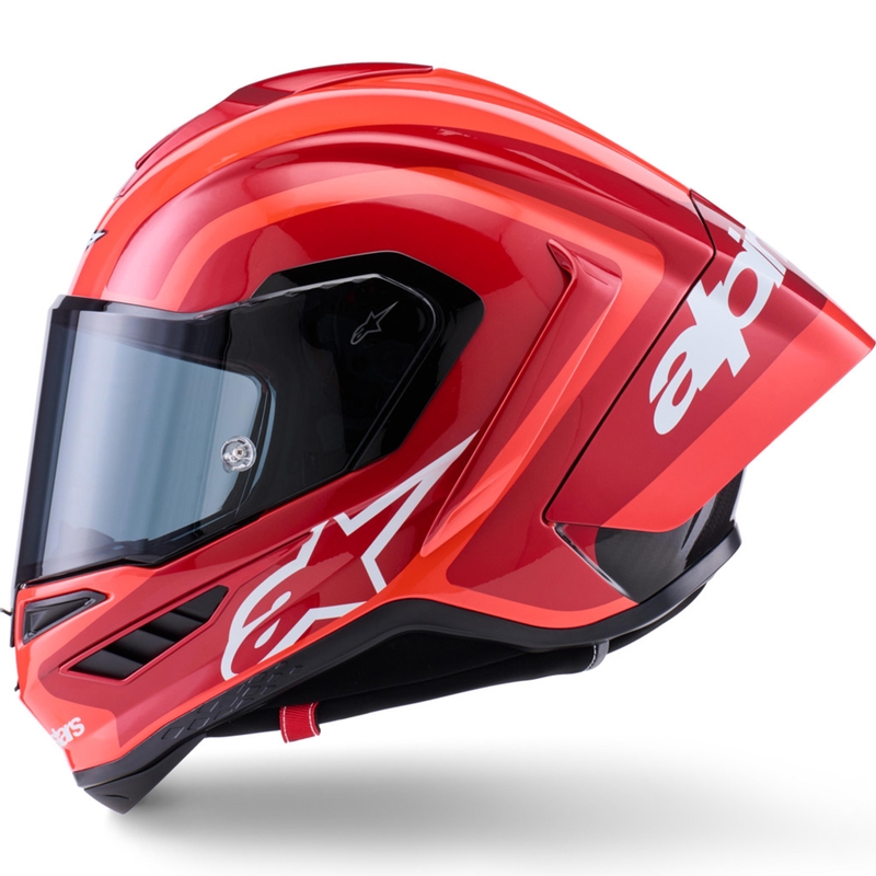 Alpinestars Supertech R10 Arius каска за мотоциклет с пълно лице, флуоресцентно червено-черно-бяло