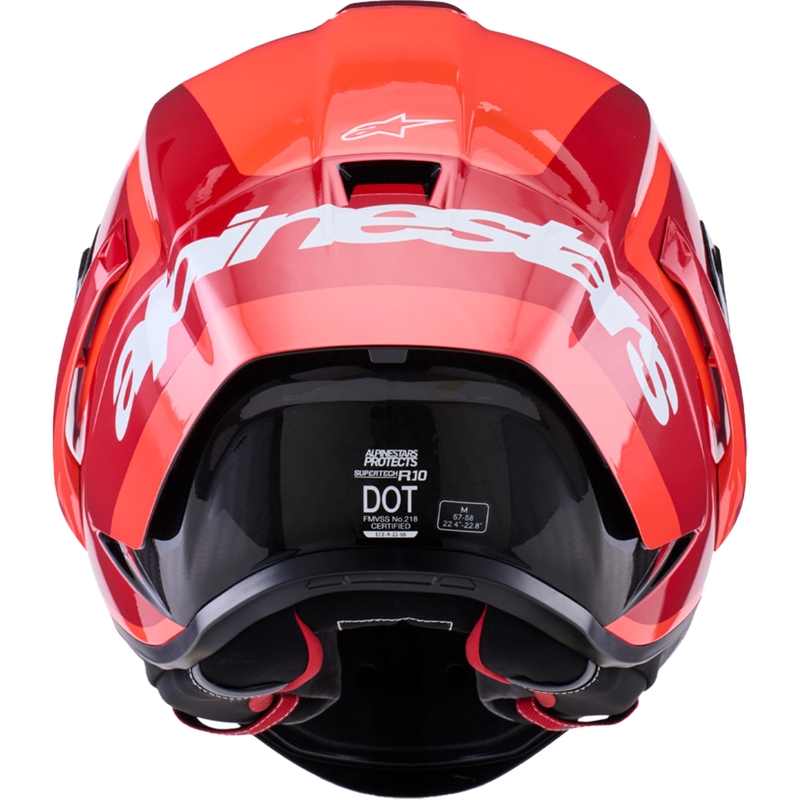 Alpinestars Supertech R10 Arius каска за мотоциклет с пълно лице, флуоресцентно червено-черно-бяло
