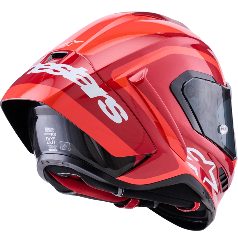 Alpinestars Supertech R10 Arius каска за мотоциклет с пълно лице, флуоресцентно червено-черно-бяло