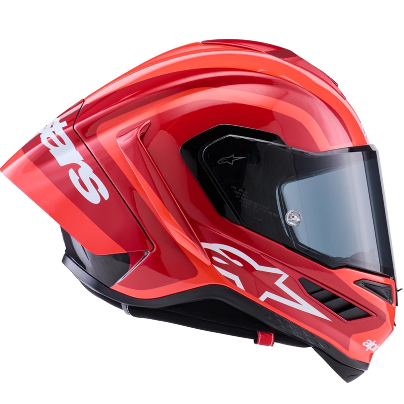 Alpinestars Supertech R10 Arius каска за мотоциклет с пълно лице, флуоресцентно червено-черно-бяло