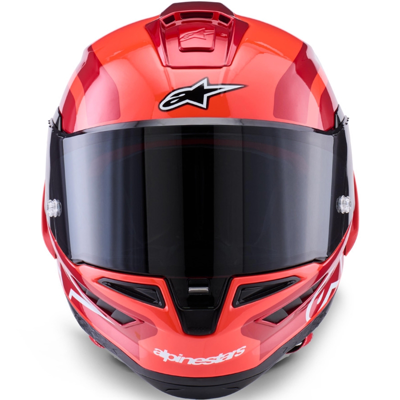 Alpinestars Supertech R10 Arius каска за мотоциклет с пълно лице, флуоресцентно червено-черно-бяло