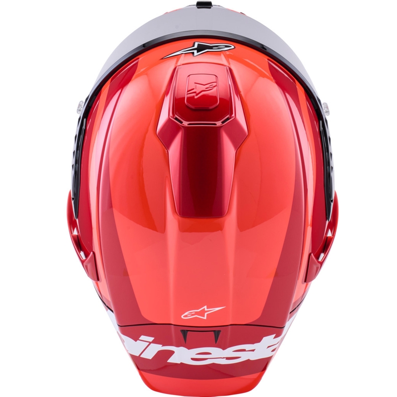 Alpinestars Supertech R10 Arius каска за мотоциклет с пълно лице, флуоресцентно червено-черно-бяло