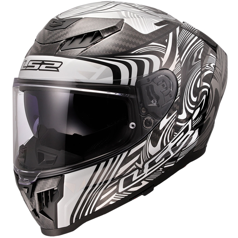 LS2 FF807 Dragon Carbon Enthum Мотоциклетна каска с пълно лице, гланцово сребриста