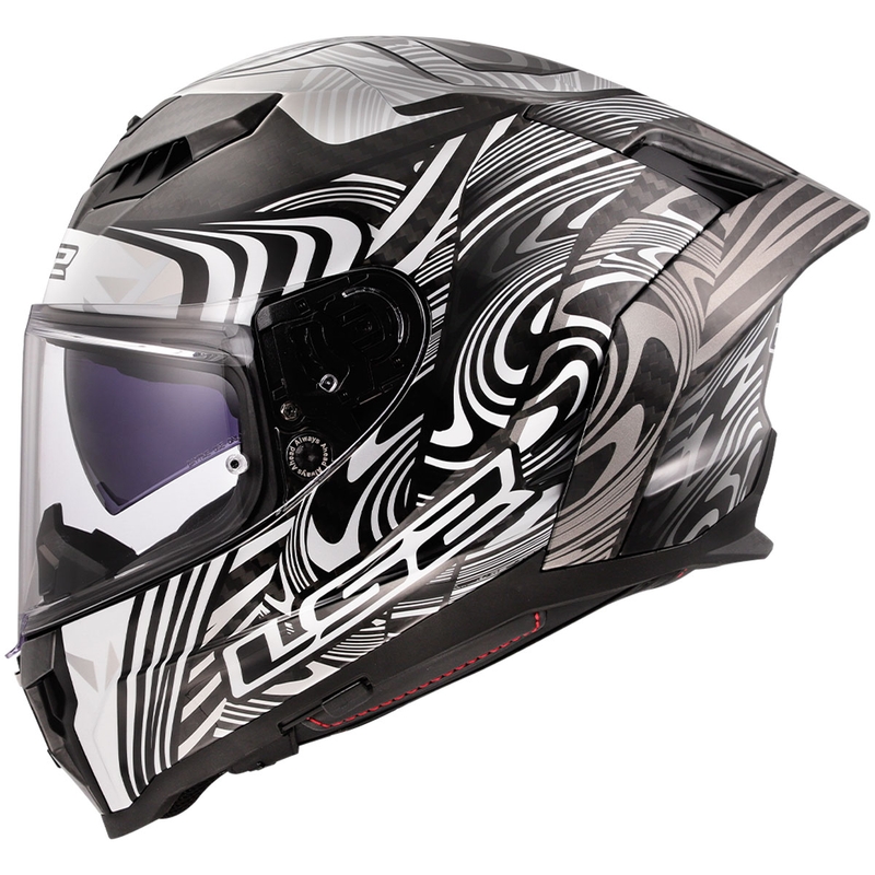 LS2 FF807 Dragon Carbon Enthum Мотоциклетна каска с пълно лице, гланцово сребриста