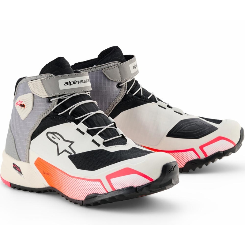Дамски мотоциклетни ботуши Alpinestars Stella CR-X Drystar, бяло-светло сиво-черно-флуоресцентно розово
