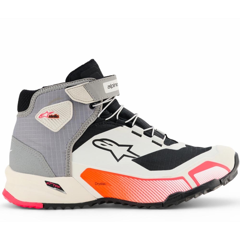 Дамски мотоциклетни ботуши Alpinestars Stella CR-X Drystar, бяло-светло сиво-черно-флуоресцентно розово