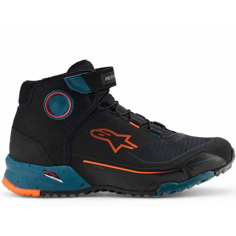 Мотоциклетни ботуши Alpinestars CR-X Drystar черно-синьо-флуоресцентно оранжево