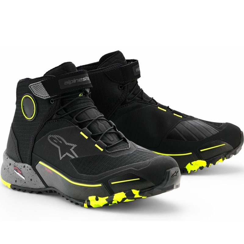 Мотоциклетни ботуши Alpinestars CR-X Drystar черно-тъмносиво-флуоресцентно жълто