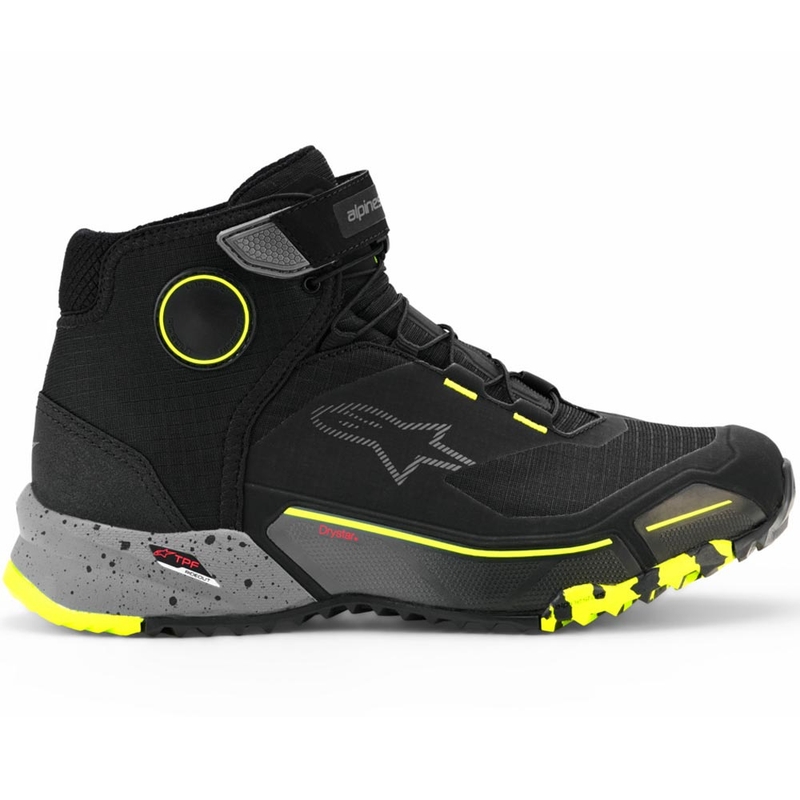 Мотоциклетни ботуши Alpinestars CR-X Drystar черно-тъмносиво-флуоресцентно жълто