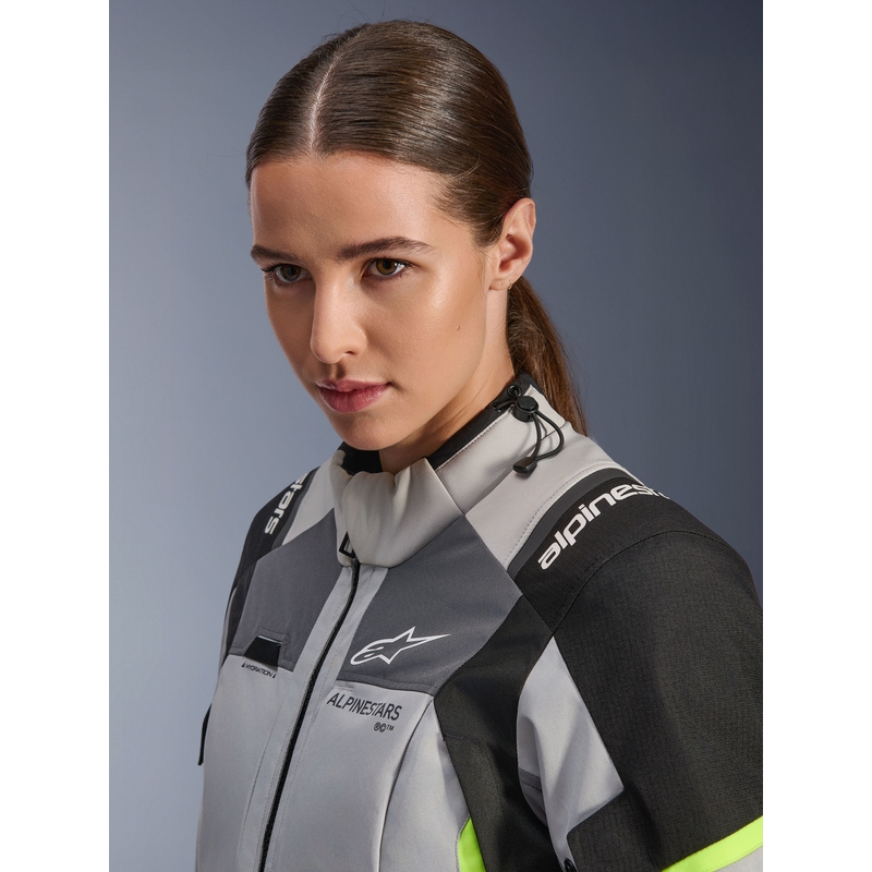Дамско мотоциклетно яке Alpinestars Stella Andes V4 Drystar, тъмносиво-светлосиво-черно-флуоресцентно жълто