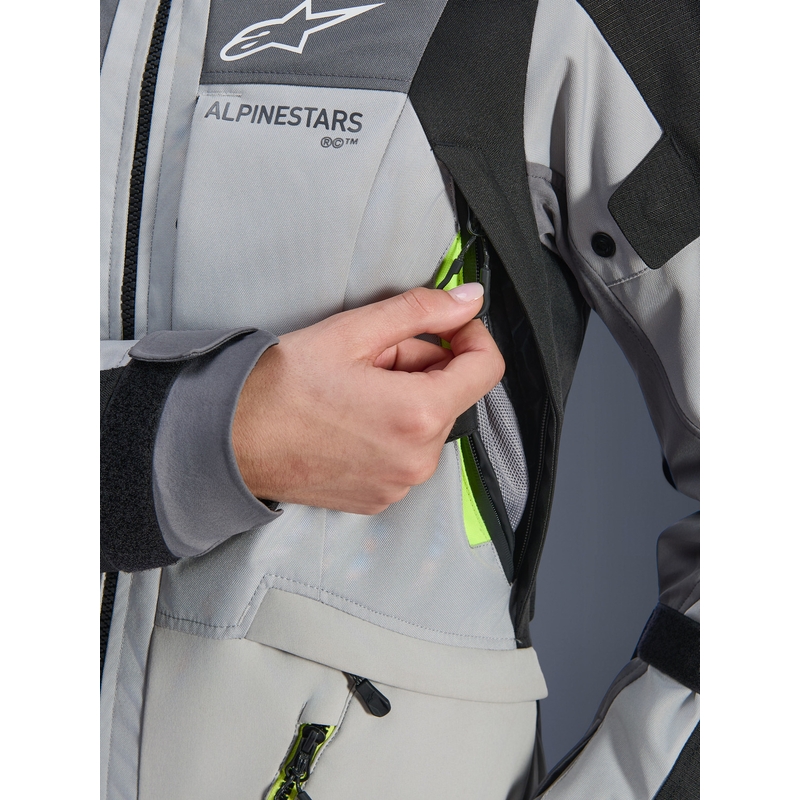 Дамско мотоциклетно яке Alpinestars Stella Andes V4 Drystar, тъмносиво-светлосиво-черно-флуоресцентно жълто