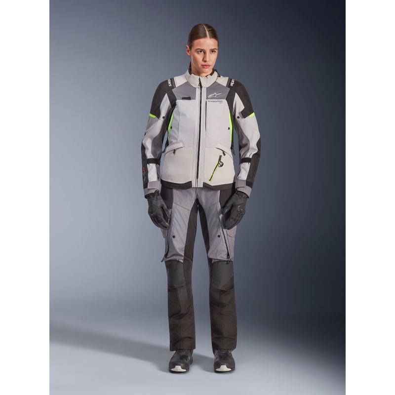 Дамско мотоциклетно яке Alpinestars Stella Andes V4 Drystar, тъмносиво-светлосиво-черно-флуоресцентно жълто