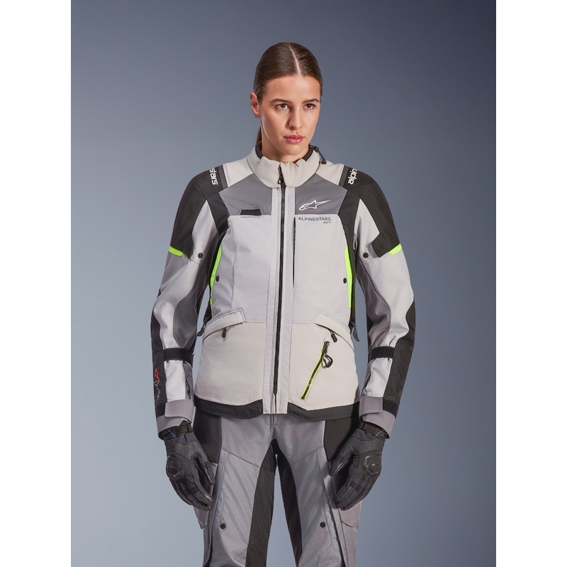 Дамско мотоциклетно яке Alpinestars Stella Andes V4 Drystar, тъмносиво-светлосиво-черно-флуоресцентно жълто
