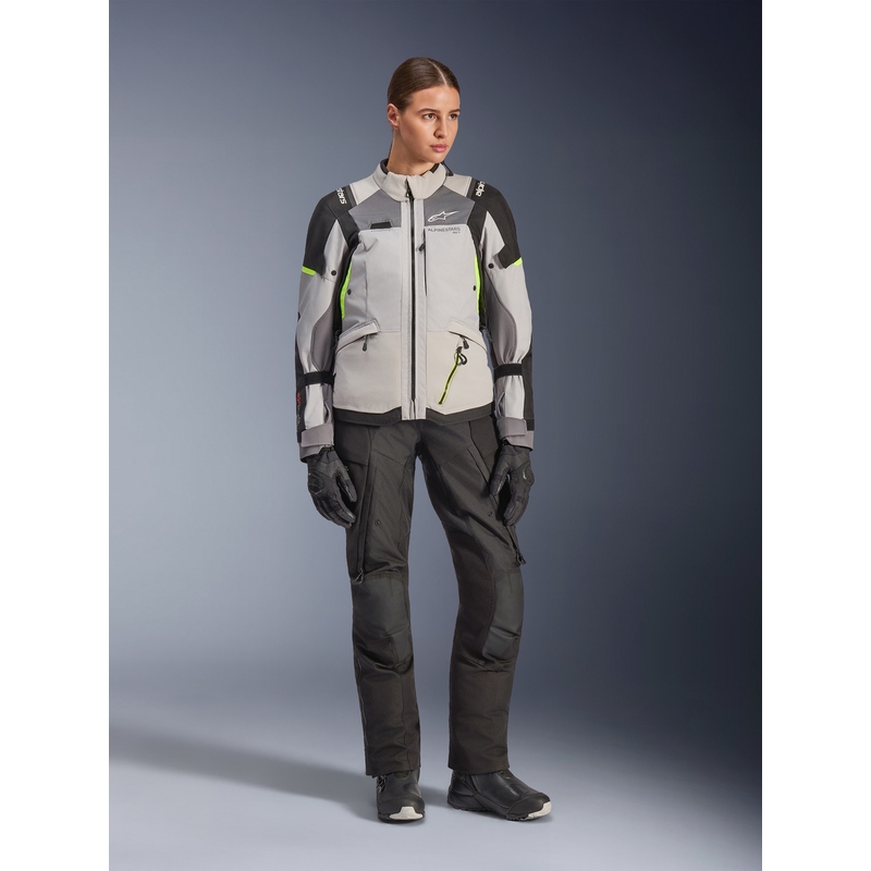 Дамско мотоциклетно яке Alpinestars Stella Andes V4 Drystar, тъмносиво-светлосиво-черно-флуоресцентно жълто