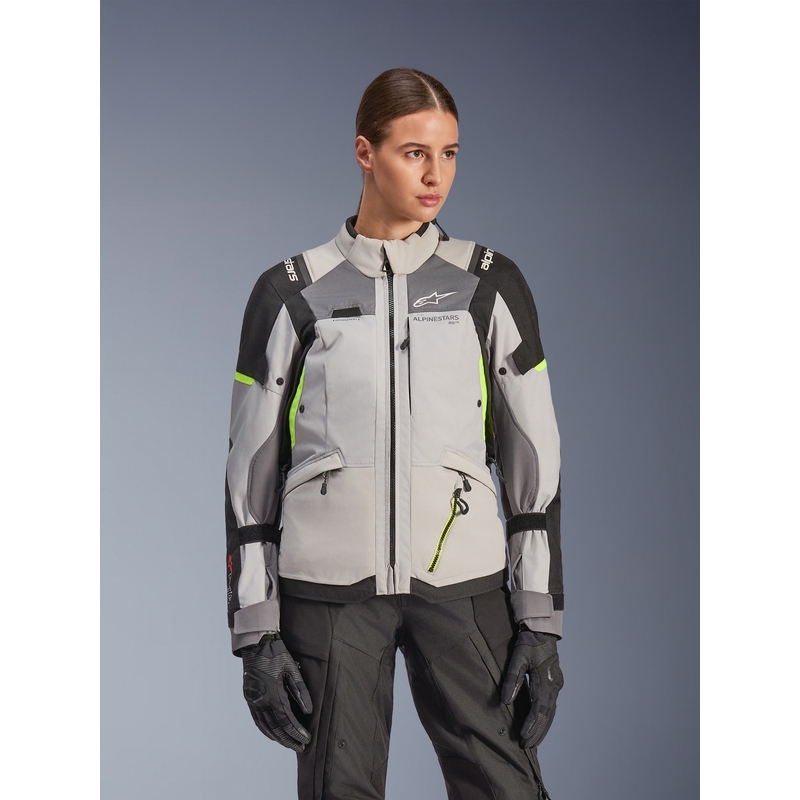 Дамско мотоциклетно яке Alpinestars Stella Andes V4 Drystar, тъмносиво-светлосиво-черно-флуоресцентно жълто