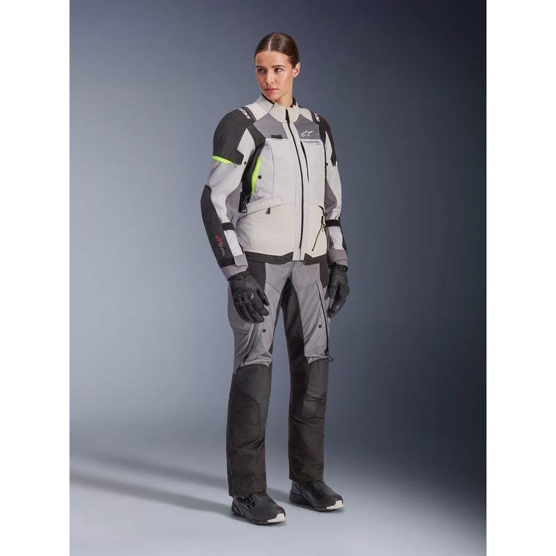 Дамско мотоциклетно яке Alpinestars Stella Andes V4 Drystar, тъмносиво-светлосиво-черно-флуоресцентно жълто