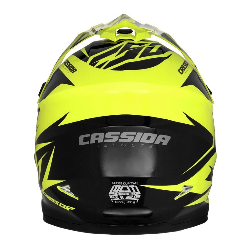 Каска за мотокрос Cassida Cross Cup Two черно-сиво-флуо-жълто