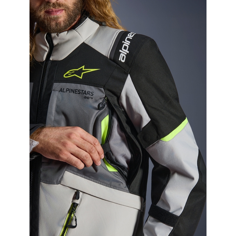 Мотоциклетно яке Alpinestars Andes V4 Drystar, тъмносиво-светлосиво-черно-флуоресцентно жълто