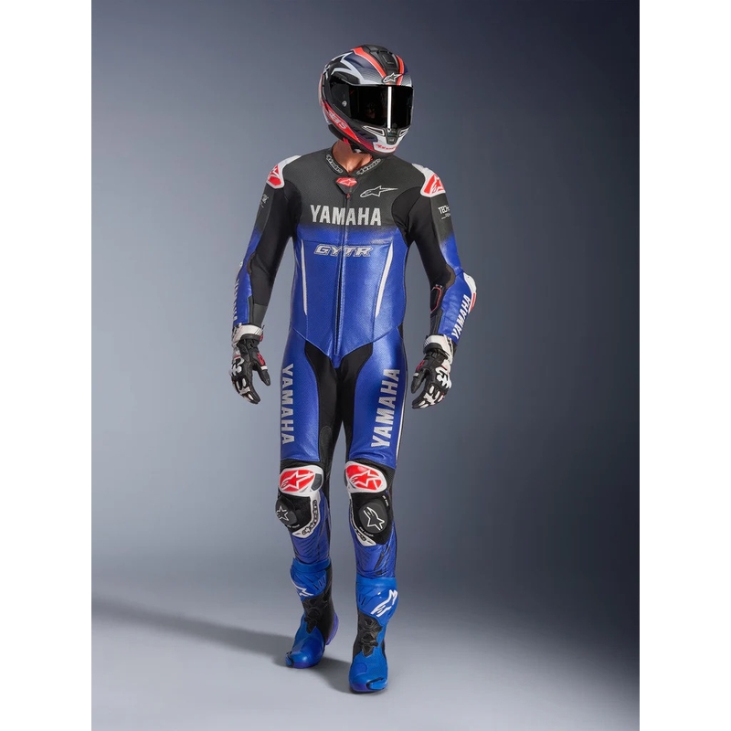 Кожен мотоциклетен костюм Alpinestars GP-R7 YAMAHA GYTR TECH-AIR, съвместим с колекцията, синьо-черно-бяло-червено