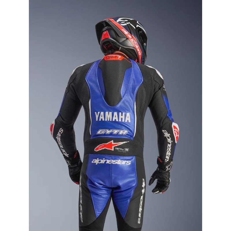 Кожен мотоциклетен костюм Alpinestars GP-R7 YAMAHA GYTR TECH-AIR, съвместим с колекцията, синьо-черно-бяло-червено