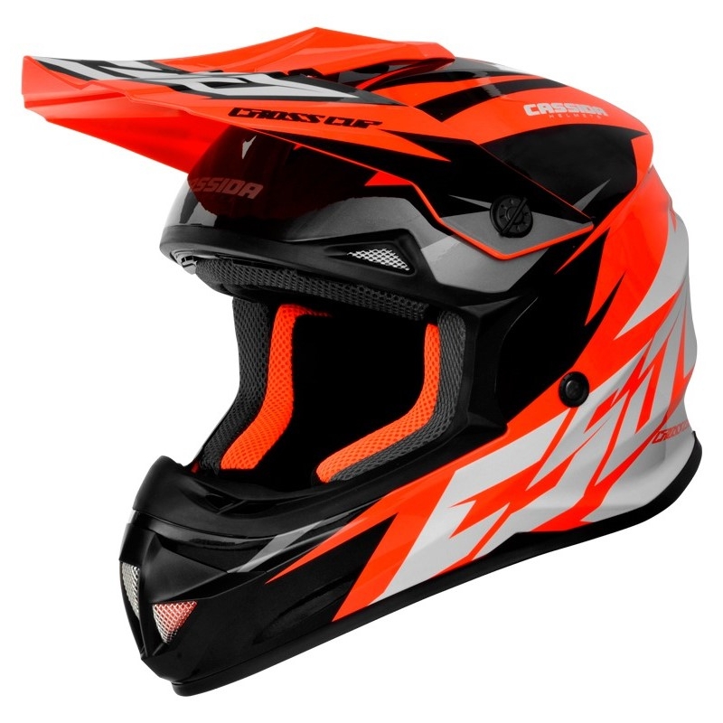Каска за мотокрос Cassida Cross Cup Two black-white-grey-fluo orange