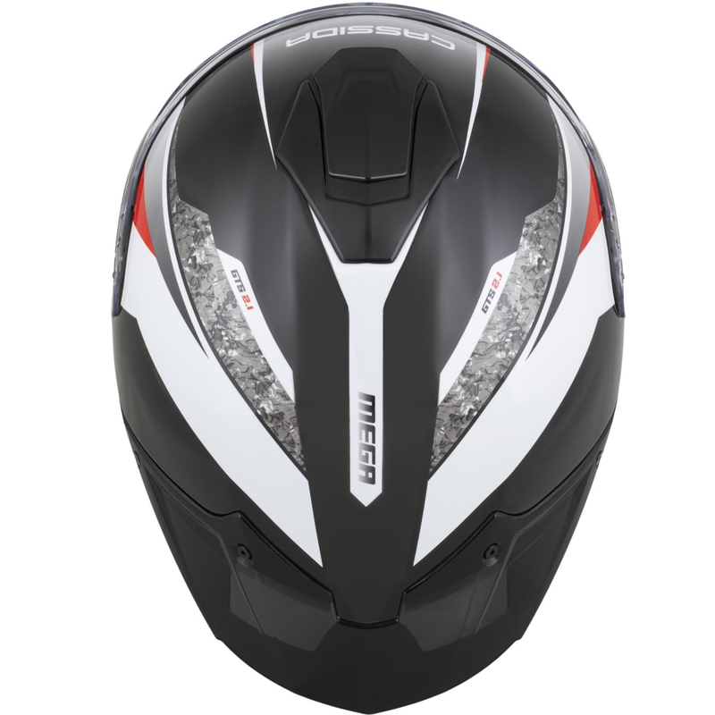 Cassida Integral GTS 2.1 Mega каска за мотоциклет с пълно лице, черно-бяло-червено