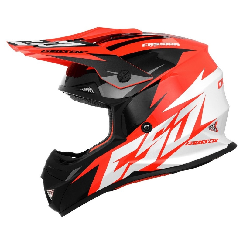 Каска за мотокрос Cassida Cross Cup Two black-white-grey-fluo orange