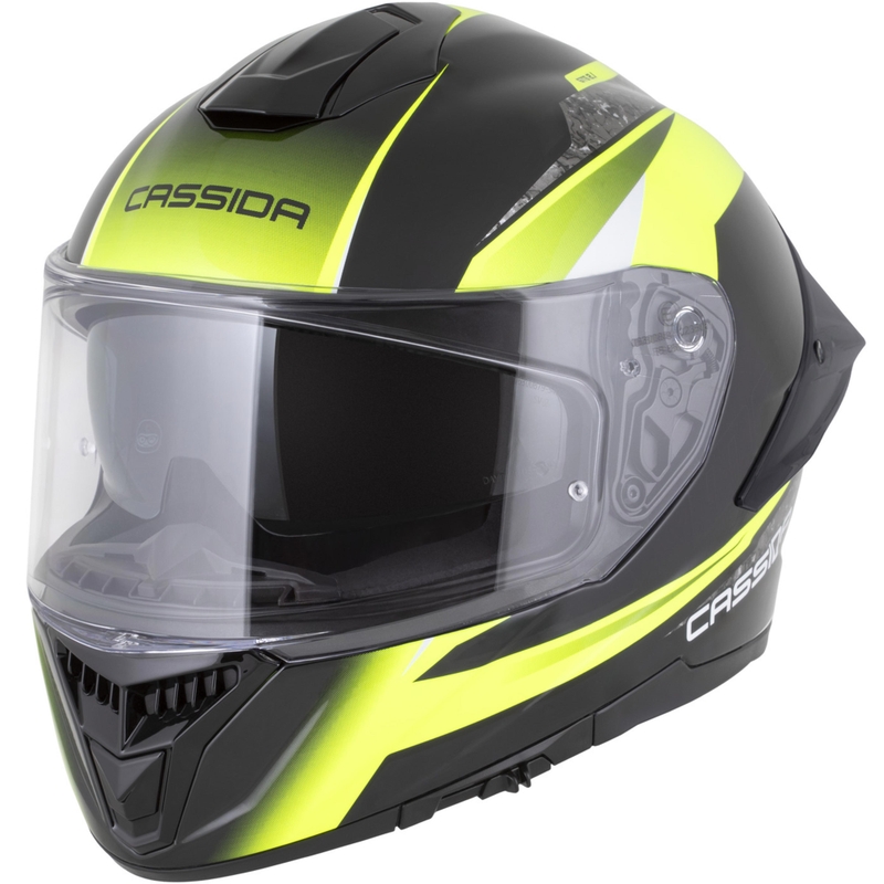 Cassida Integral GTS 2.1 Mega каска за мотоциклет с пълно лице, черно-флуоресцентно жълто-бяло
