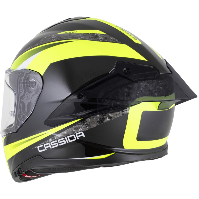Cassida Integral GTS 2.1 Mega каска за мотоциклет с пълно лице, черно-флуоресцентно жълто-бяло