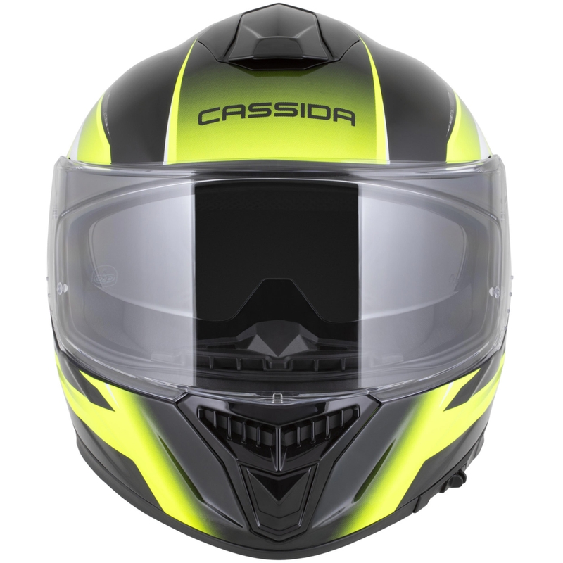 Cassida Integral GTS 2.1 Mega каска за мотоциклет с пълно лице, черно-флуоресцентно жълто-бяло
