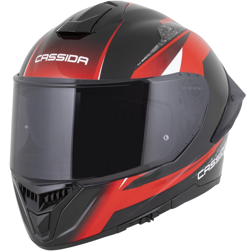 Cassida Integral GTS 2.1 Mega каска за мотоциклет с пълно лице, черно-червено-бяла