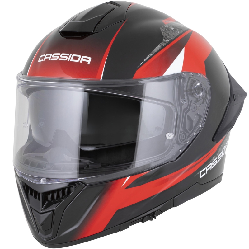 Cassida Integral GTS 2.1 Mega каска за мотоциклет с пълно лице, черно-червено-бяла