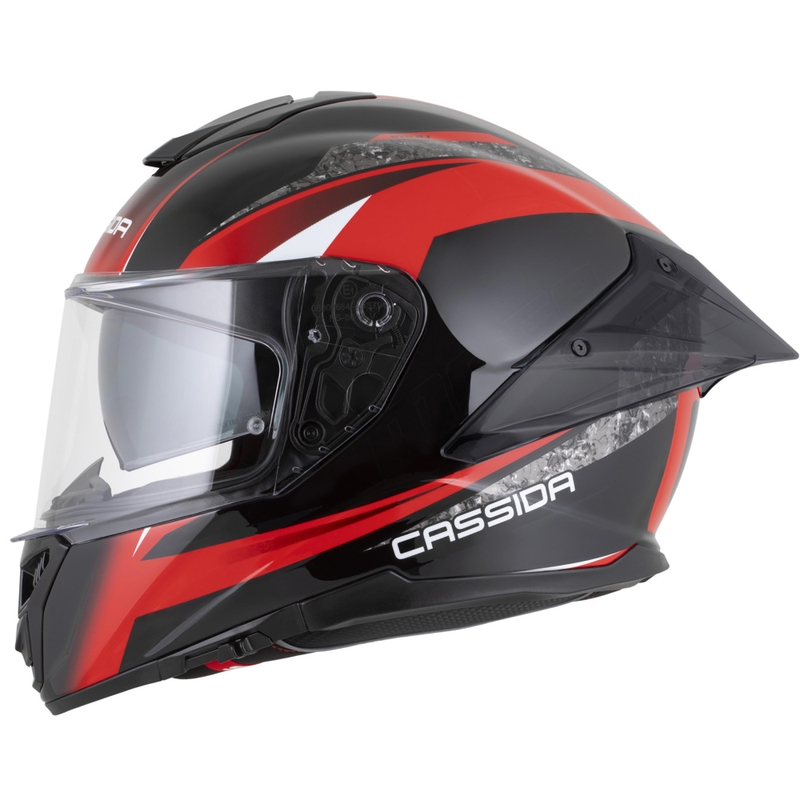 Cassida Integral GTS 2.1 Mega каска за мотоциклет с пълно лице, черно-червено-бяла