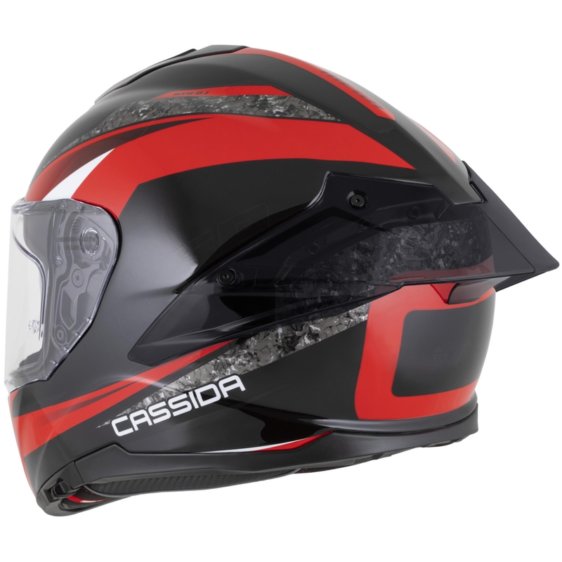 Cassida Integral GTS 2.1 Mega каска за мотоциклет с пълно лице, черно-червено-бяла