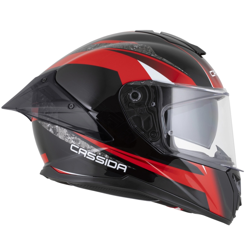 Cassida Integral GTS 2.1 Mega каска за мотоциклет с пълно лице, черно-червено-бяла