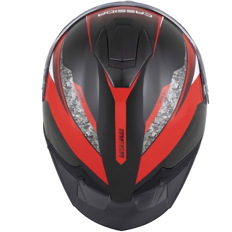 Cassida Integral GTS 2.1 Mega каска за мотоциклет с пълно лице, черно-червено-бяла