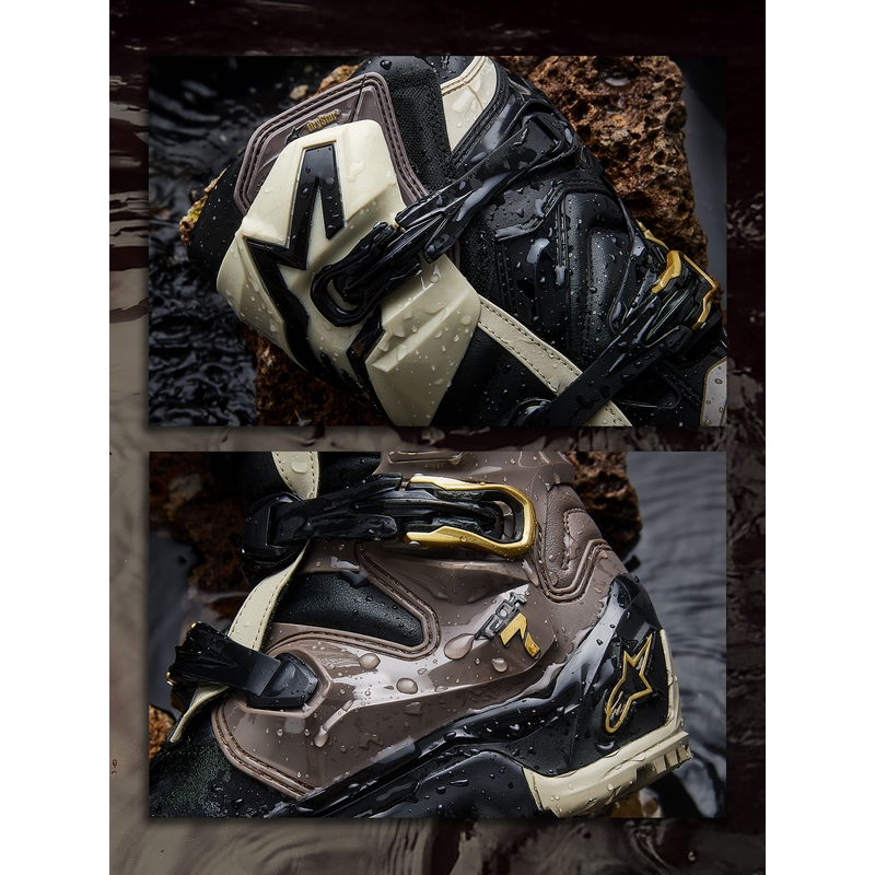 Мотоциклетни ботуши Alpinestars TECH 7 Enduro Drystar, черно-тъмносиво-златни