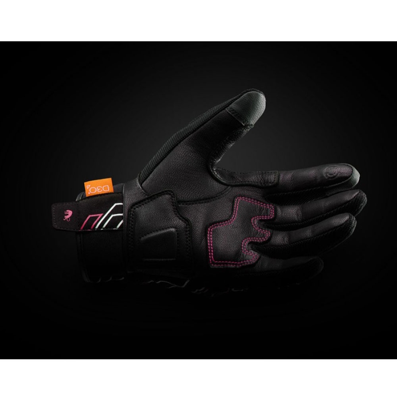 Дамски мотоциклетни ръкавици Furygan Jet Neon D3O® Evo, черно-бяло-розово